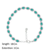 عصفور كريستال انسيال فضة عيار 925 بتصميم بيضاوي اخضر مرصع بالزركون